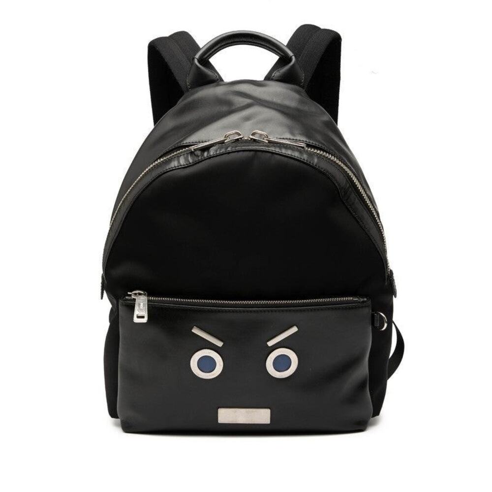 Fendi Leather Nylon Face Backpack Black